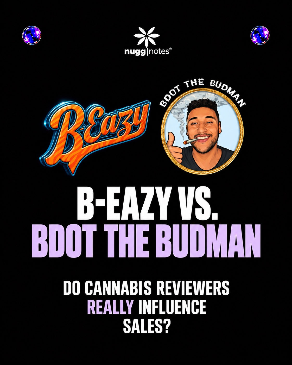 B-Eazy vs. Bdot the Budman: Do Cannabis Reviewers Really Influence Sales? - nuggnotes cover artwork