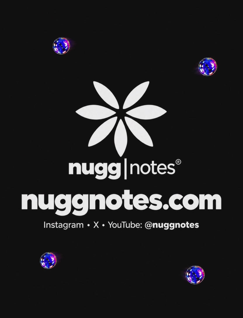 nuggnotes homepage hero video - logo card with galaxy orbs