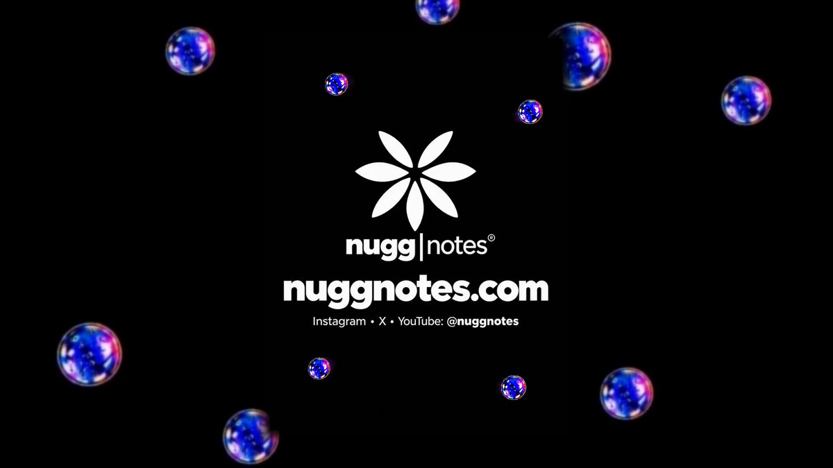 nuggnotes homepage hero video DESKTOP landscape 16:9 - logo card with galaxy orbs on orbs field